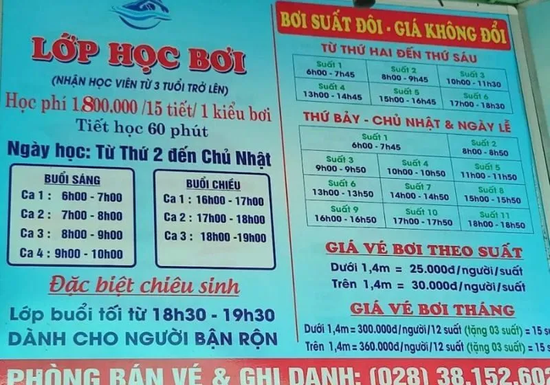 suất bơi hồ bơi tây thạnh